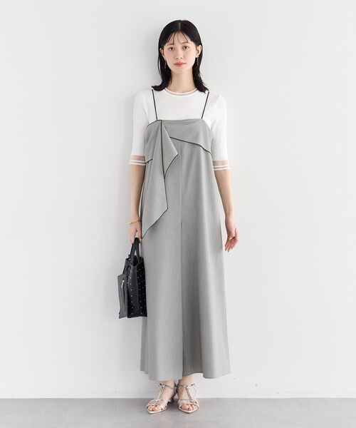 YECCA VECCA(イェッカヴェッカ)の「ラッフルキャミオールインワン(サロペット/オーバーオール・レディース・ブラック/グレー・FREE)」の13枚目の写真