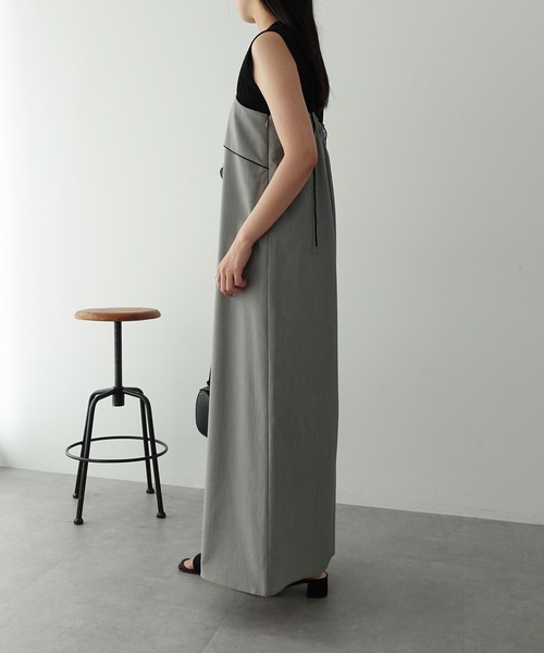 YECCA VECCA（イェッカヴェッカ）の「ラッフルキャミオールインワン（サロペット/オーバーオール・レディース・ブラック/グレー・FREE）」の7枚目の写真