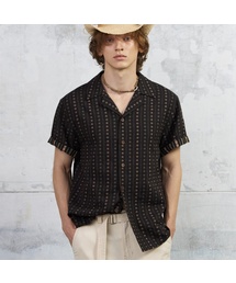 KUME（クメ）の「Men Jacquard Short Sleeved Shirt, Dark Brown（Tシャツ/カットソー）」