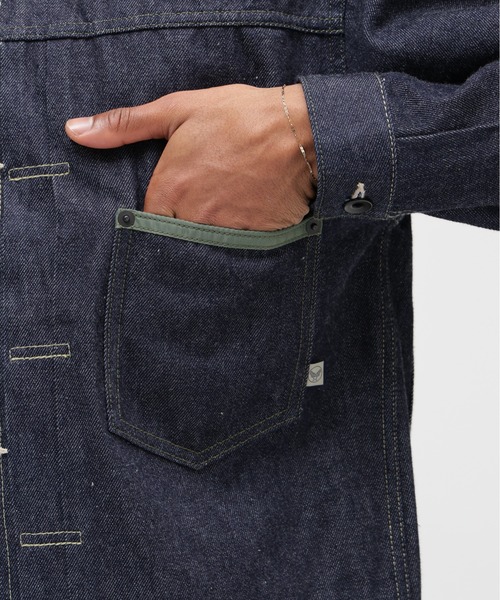 AVIREX（アヴィレックス）の「AVIREX HERITAGE DENIM Type-1 JACKET "NYLON" / アヴィレックス ヘリテージデニム タイプワンジャケット ナイロン（デニムジャケット・メンズ・セージグリーン・38/42/36/40/44）」の3枚目の写真