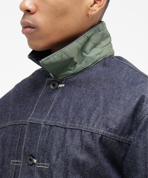 AVIREX（アヴィレックス）の「AVIREX HERITAGE DENIM Type-1 JACKET "NYLON" / アヴィレックス ヘリテージデニム タイプワンジャケット ナイロン（デニムジャケット・メンズ・セージグリーン・38/42/36/40/44）」の5枚目の写真
