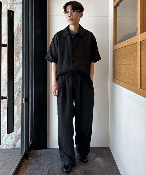 ADAM ET ROPE'(アダムエロペ)の「リネン ハーフスリーブオーバーシャツ(シャツ/ブラウス・メンズ・チャコールグレー/ブラック/ネイビー・M/L)」の14枚目の写真