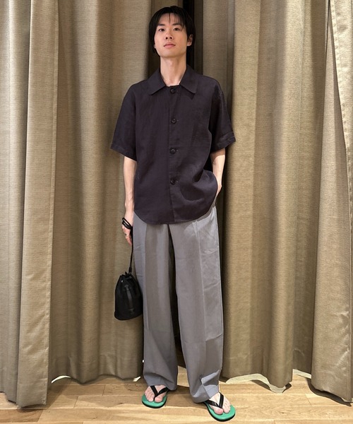 ADAM ET ROPE'(アダムエロペ)の「リネン ハーフスリーブオーバーシャツ(シャツ/ブラウス・メンズ・チャコールグレー/ブラック/ネイビー・M/L)」の15枚目の写真