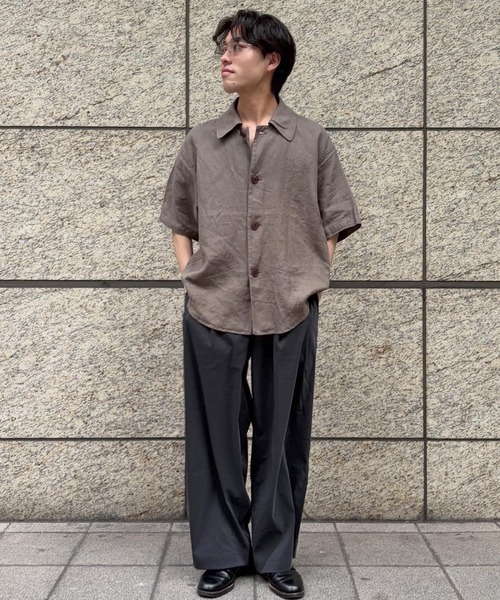 ADAM ET ROPE'(アダムエロペ)の「リネン ハーフスリーブオーバーシャツ(シャツ/ブラウス・メンズ・チャコールグレー/ブラック/ネイビー・M/L)」の17枚目の写真