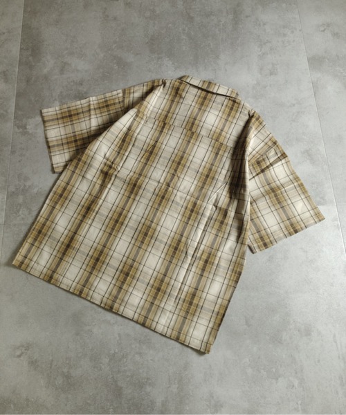 many men many mind（メニーメンメニーマインド）の「MANYMENMANYMINDS / シアーコットンチェック/ZIPシャツ（シャツ/ブラウス・メンズ・ベージュ/グリーン・LARGE）」の4枚目の写真