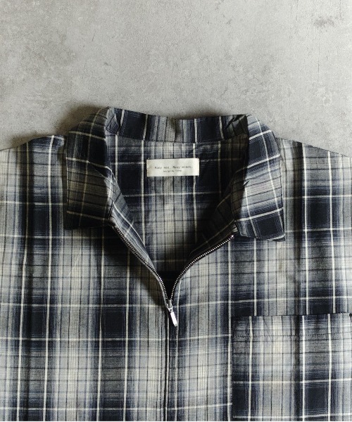 many men many mind（メニーメンメニーマインド）の「MANYMENMANYMINDS / シアーコットンチェック/ZIPシャツ（シャツ/ブラウス・メンズ・ベージュ/グリーン・LARGE）」の16枚目の写真