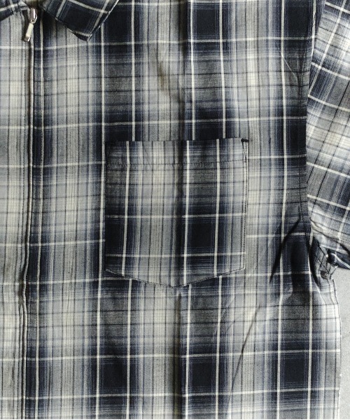 many men many mind（メニーメンメニーマインド）の「MANYMENMANYMINDS / シアーコットンチェック/ZIPシャツ（シャツ/ブラウス・メンズ・ベージュ/グリーン・LARGE）」の17枚目の写真