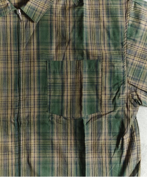 many men many mind（メニーメンメニーマインド）の「MANYMENMANYMINDS / シアーコットンチェック/ZIPシャツ（シャツ/ブラウス・メンズ・ベージュ/グリーン・LARGE）」の7枚目の写真