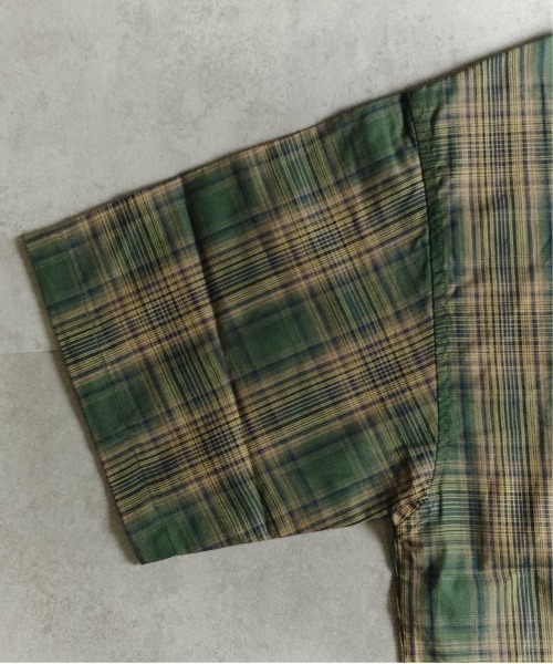 many men many mind（メニーメンメニーマインド）の「MANYMENMANYMINDS / シアーコットンチェック/ZIPシャツ（シャツ/ブラウス・メンズ・ベージュ/グリーン・LARGE）」の8枚目の写真