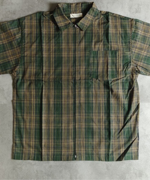 many men many mind（メニーメンメニーマインド）の「MANYMENMANYMINDS / シアーコットンチェック/ZIPシャツ（シャツ/ブラウス・メンズ・ベージュ/グリーン・LARGE）」の9枚目の写真
