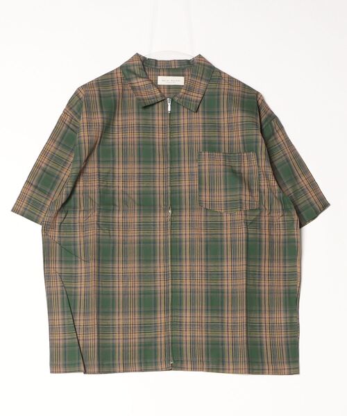 many men many mind（メニーメンメニーマインド）の「MANYMENMANYMINDS / シアーコットンチェック/ZIPシャツ（シャツ/ブラウス・メンズ・ベージュ/グリーン・LARGE）」の14枚目の写真