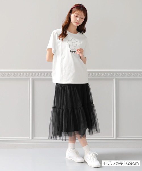 MARY QUANT(マリークワント)の「エンボスプリント Tシャツ(Tシャツ/カットソー・レディース・ホワイト/ブラック・M)」の8枚目の写真