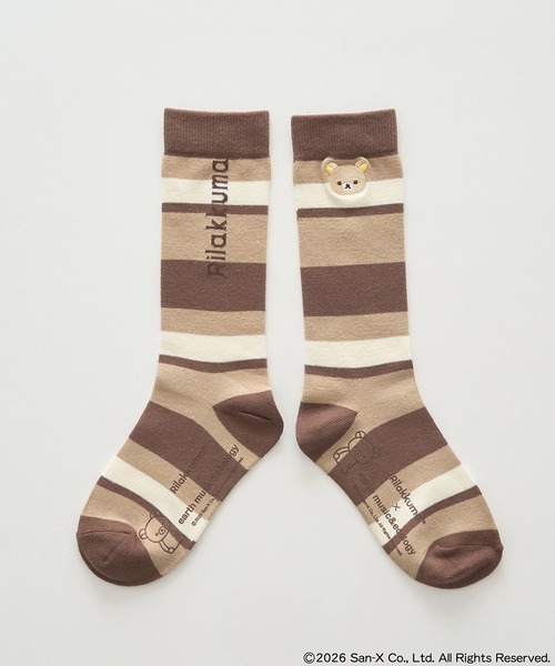 earth music&ecology（アースミュージックアンドエコロジー）の「リラックマ×earth マルチボーダーソックス（ソックス/靴下・レディース・B/A/C・FREE）」の2枚目の写真