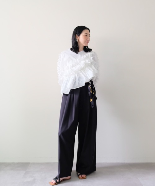 DOLLUPOOPS(ドールアップウップス)の「Volume Frill Top(ボリュームフリルトップス)(Tシャツ/カットソー・レディース・オフホワイト/ブラック・FREE)」の21枚目の写真