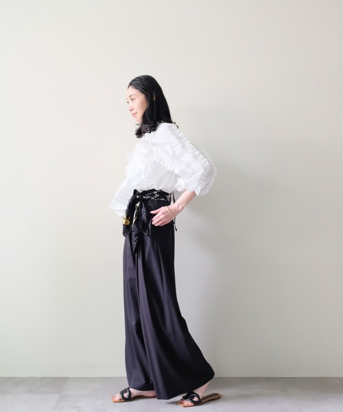 DOLLUPOOPS(ドールアップウップス)の「Volume Frill Top(ボリュームフリルトップス)(Tシャツ/カットソー・レディース・オフホワイト/ブラック・FREE)」の22枚目の写真