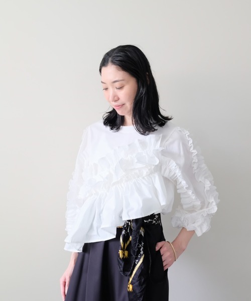 DOLLUPOOPS(ドールアップウップス)の「Volume Frill Top(ボリュームフリルトップス)(Tシャツ/カットソー・レディース・オフホワイト/ブラック・FREE)」の20枚目の写真