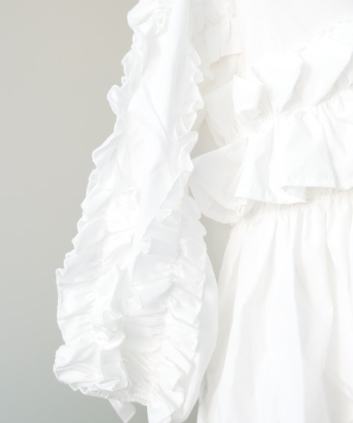 DOLLUPOOPS(ドールアップウップス)の「Volume Frill Top(ボリュームフリルトップス)(Tシャツ/カットソー・レディース・オフホワイト/ブラック・FREE)」の18枚目の写真
