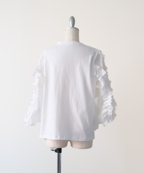 DOLLUPOOPS(ドールアップウップス)の「Volume Frill Top(ボリュームフリルトップス)(Tシャツ/カットソー・レディース・オフホワイト/ブラック・FREE)」の16枚目の写真