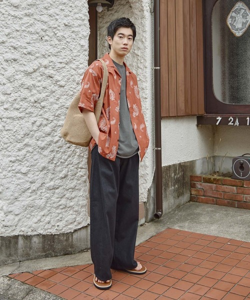 niko and...(ニコアンド)の「刺繍ペイズリーシャツ(シャツ/ブラウス・メンズ・ネイビー/オレンジ/パープル・MEDIUM/LARGE)」の4枚目の写真