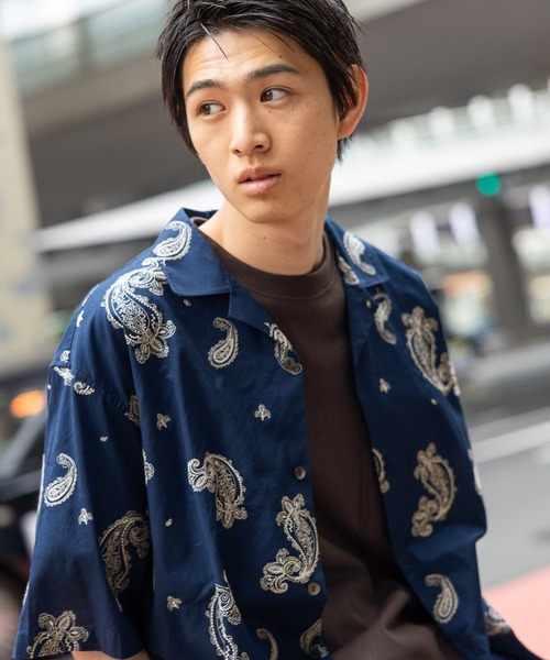 niko and...（ニコアンド）の「刺繍ペイズリーシャツ（シャツ/ブラウス・メンズ・ネイビー/オレンジ/パープル・MEDIUM/LARGE）」の8枚目の写真