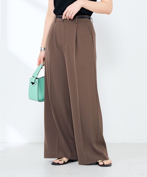 NOLLEY’S Sophi（ノーリーズソフィ）の「ウォッシャブル強撚ツイルワイドパンツ（その他パンツ・レディース・サーモンピンク/ダークブラウン/オフホワイト・34/38/36）」の2枚目の写真