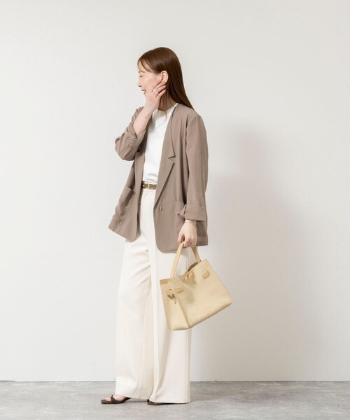 NOLLEY’S Sophi（ノーリーズソフィ）の「ウォッシャブル強撚ツイルワイドパンツ（その他パンツ・レディース・サーモンピンク/ダークブラウン/オフホワイト・34/38/36）」の10枚目の写真