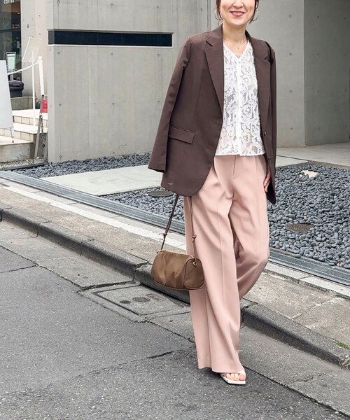 NOLLEY’S Sophi(ノーリーズソフィ)の「ウォッシャブル強撚ツイルワイドパンツ(その他パンツ・レディース・サーモンピンク/ダークブラウン/オフホワイト・34/38/36)」の21枚目の写真