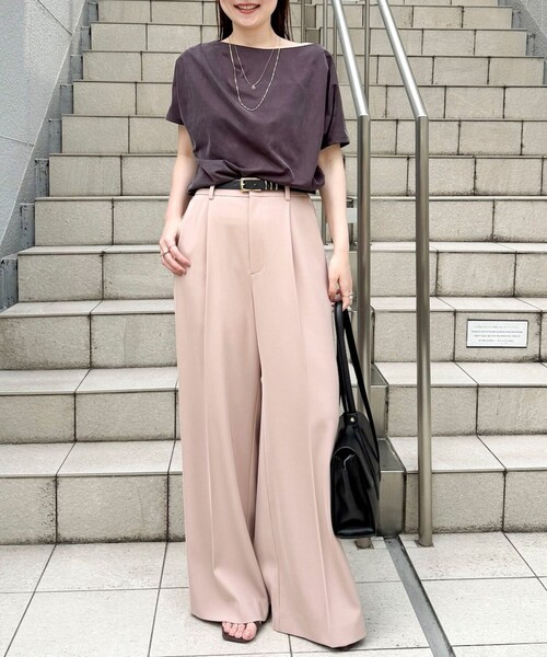 NOLLEY’S Sophi(ノーリーズソフィ)の「ウォッシャブル強撚ツイルワイドパンツ(その他パンツ・レディース・サーモンピンク/ダークブラウン/オフホワイト・34/38/36)」の20枚目の写真
