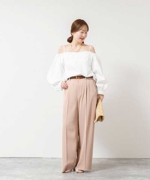 NOLLEY’S Sophi(ノーリーズソフィ)の「ウォッシャブル強撚ツイルワイドパンツ(その他パンツ・レディース・サーモンピンク/ダークブラウン/オフホワイト・34/38/36)」の13枚目の写真
