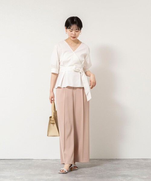NOLLEY’S Sophi(ノーリーズソフィ)の「ウォッシャブル強撚ツイルワイドパンツ(その他パンツ・レディース・サーモンピンク/ダークブラウン/オフホワイト・34/38/36)」の12枚目の写真
