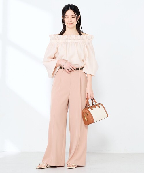 NOLLEY’S Sophi(ノーリーズソフィ)の「ウォッシャブル強撚ツイルワイドパンツ(その他パンツ・レディース・サーモンピンク/ダークブラウン/オフホワイト・34/38/36)」の10枚目の写真