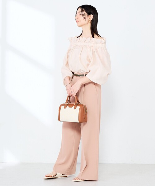 NOLLEY’S Sophi(ノーリーズソフィ)の「ウォッシャブル強撚ツイルワイドパンツ(その他パンツ・レディース・サーモンピンク/ダークブラウン/オフホワイト・34/38/36)」の9枚目の写真