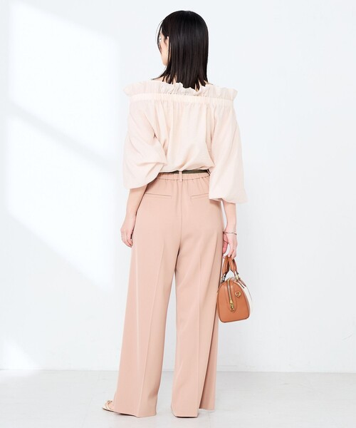 NOLLEY’S Sophi(ノーリーズソフィ)の「ウォッシャブル強撚ツイルワイドパンツ(その他パンツ・レディース・サーモンピンク/ダークブラウン/オフホワイト・34/38/36)」の8枚目の写真