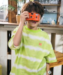 KIDS DYEING STRIPE TAG TEE - LIME