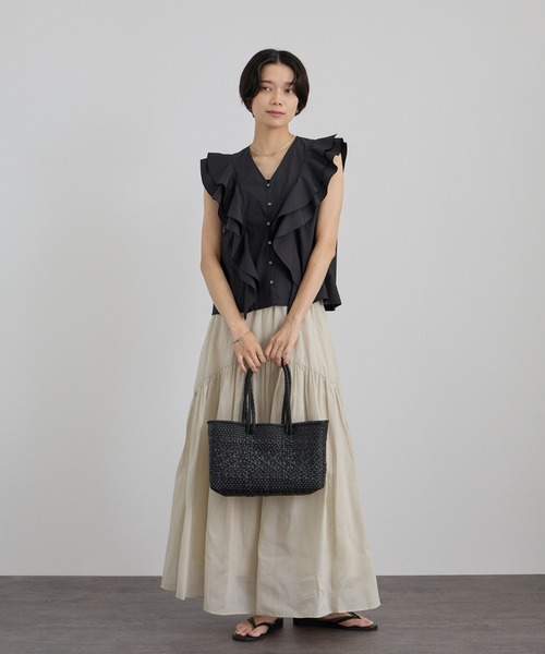 SALON adam et rope'（サロン アダム エ ロペ）の「【Letra（レトラ）for SALON】PRAYA short XS / ロングハンドル（トートバッグ・レディース・ホワイト系その他4/ブラック・FREE）」の5枚目の写真