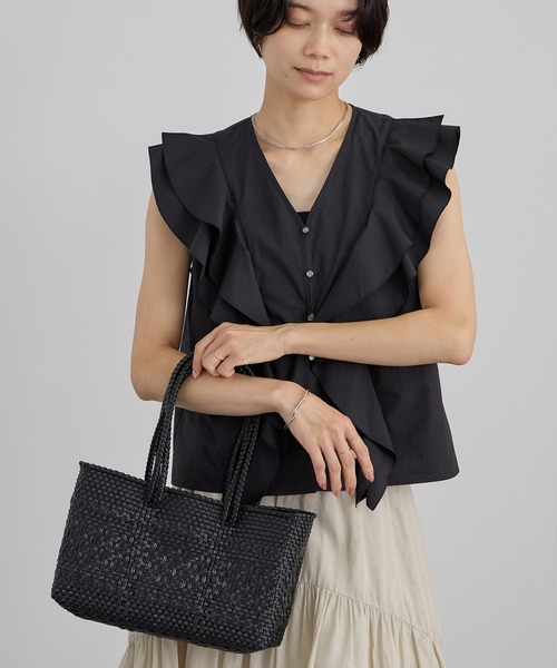 SALON adam et rope'（サロン アダム エ ロペ）の「【Letra（レトラ）for SALON】PRAYA short XS / ロングハンドル（トートバッグ・レディース・ホワイト系その他4/ブラック・FREE）」の7枚目の写真