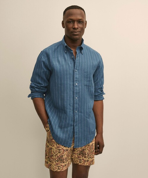 BROOKS BROTHERS（ブルックスブラザーズ）の「アイリッシュリネン　シーズナルパターン　カジュアルシャツ　Regular Fit（シャツ/ブラウス・メンズ・パープル/ライトブルー/ネイビー/ホワイト・MEDIUM/SMALL/LARGE/X-LARGE）」の3枚目の写真