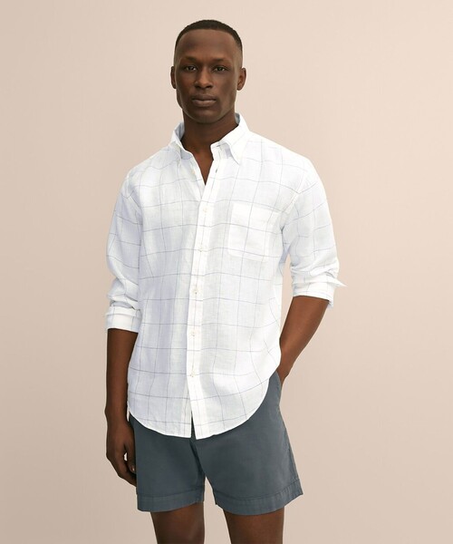 BROOKS BROTHERS（ブルックスブラザーズ）の「アイリッシュリネン　シーズナルパターン　カジュアルシャツ　Regular Fit（シャツ/ブラウス・メンズ・パープル/ライトブルー/ネイビー/ホワイト・MEDIUM/SMALL/LARGE/X-LARGE）」の2枚目の写真