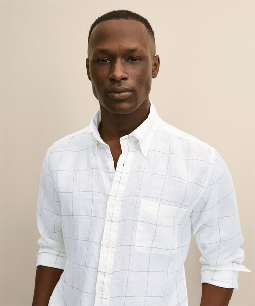 BROOKS BROTHERS（ブルックスブラザーズ）の「アイリッシュリネン　シーズナルパターン　カジュアルシャツ　Regular Fit（シャツ/ブラウス・メンズ・パープル/ライトブルー/ネイビー/ホワイト・MEDIUM/SMALL/LARGE/X-LARGE）」の5枚目の写真