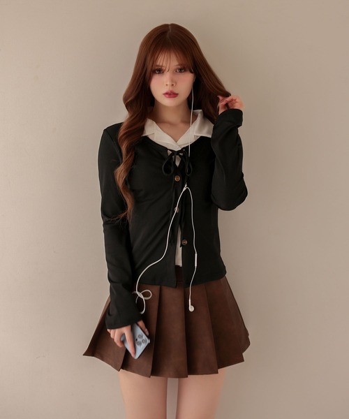 M DOLLY(エムドリー)の「Shirt layered clara tops/シャツレイヤードクララ トップス(シャツ/ブラウス・レディース・グレー・FREE)」の3枚目の写真