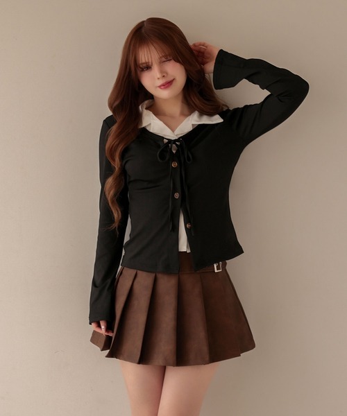 M DOLLY(エムドリー)の「Shirt layered clara tops/シャツレイヤードクララ トップス(シャツ/ブラウス・レディース・グレー・FREE)」の6枚目の写真
