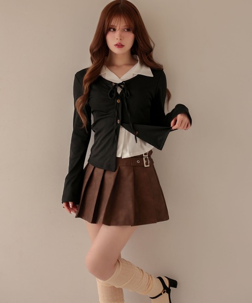M DOLLY(エムドリー)の「Shirt layered clara tops/シャツレイヤードクララ トップス(シャツ/ブラウス・レディース・グレー・FREE)」の7枚目の写真