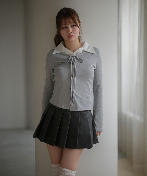 M DOLLY(エムドリー)の「Shirt layered clara tops/シャツレイヤードクララ トップス(シャツ/ブラウス・レディース・グレー・FREE)」の16枚目の写真