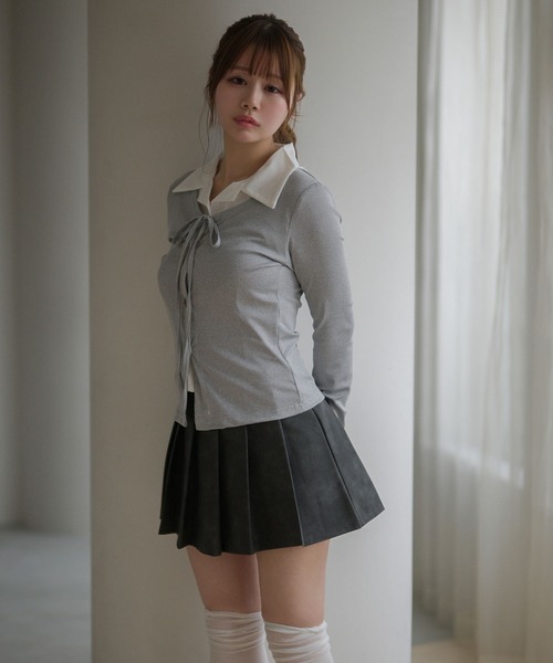 M DOLLY(エムドリー)の「Shirt layered clara tops/シャツレイヤードクララ トップス(シャツ/ブラウス・レディース・グレー・FREE)」の17枚目の写真