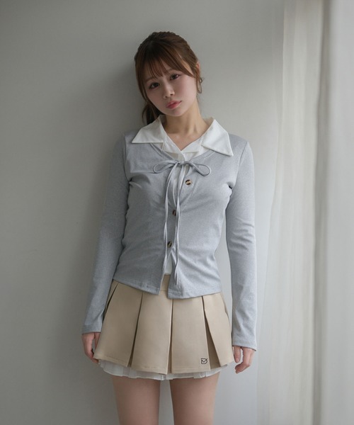 M DOLLY(エムドリー)の「Shirt layered clara tops/シャツレイヤードクララ トップス(シャツ/ブラウス・レディース・グレー・FREE)」の12枚目の写真
