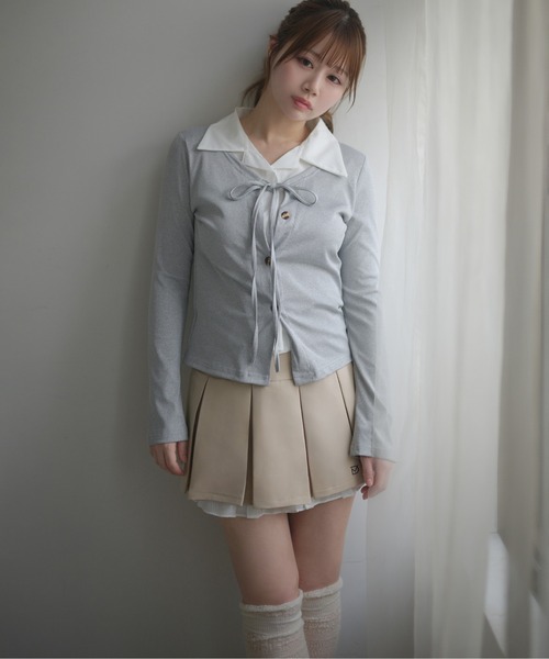 M DOLLY(エムドリー)の「Shirt layered clara tops/シャツレイヤードクララ トップス(シャツ/ブラウス・レディース・グレー・FREE)」の13枚目の写真