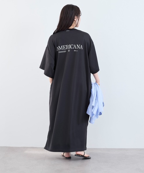 AMERICANA(アメリカーナ)の「【AMERICANA】別注-接触冷感 サイドスリットワンピース(ワンピース・レディース・スミクロ/ダークブラウン・FREE)」の12枚目の写真