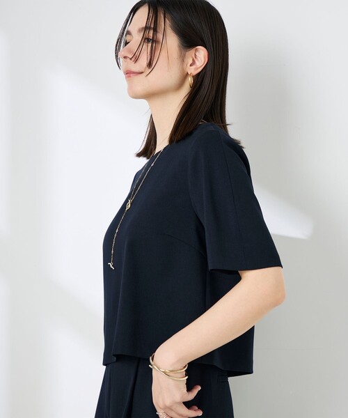NOLLEY’S(ノーリーズ)の「《セットアップ対応》ウォッシャブル麻調5分袖ブラウス(シャツ/ブラウス・レディース・ネイビー/ベージュ・36/38)」の10枚目の写真