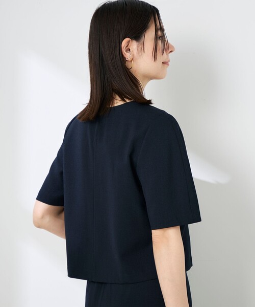 NOLLEY’S(ノーリーズ)の「《セットアップ対応》ウォッシャブル麻調5分袖ブラウス(シャツ/ブラウス・レディース・ネイビー/ベージュ・36/38)」の12枚目の写真