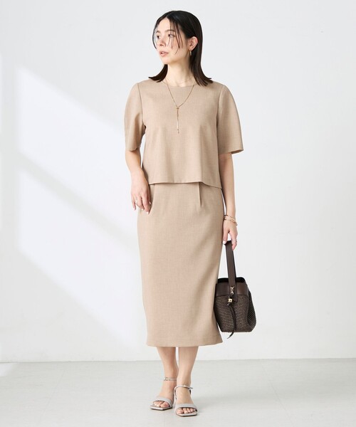 NOLLEY’S(ノーリーズ)の「《セットアップ対応》ウォッシャブル麻調5分袖ブラウス(シャツ/ブラウス・レディース・ネイビー/ベージュ・36/38)」の15枚目の写真